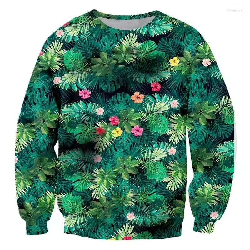 

Толстовка с капюшоном с 3D-принтом «Растения, цветы, листья» для мужчин, с длинным рукавом, модная толстовка с круглым вырезом в стиле Харадзюку, пуловеры на весну и осень 5XL