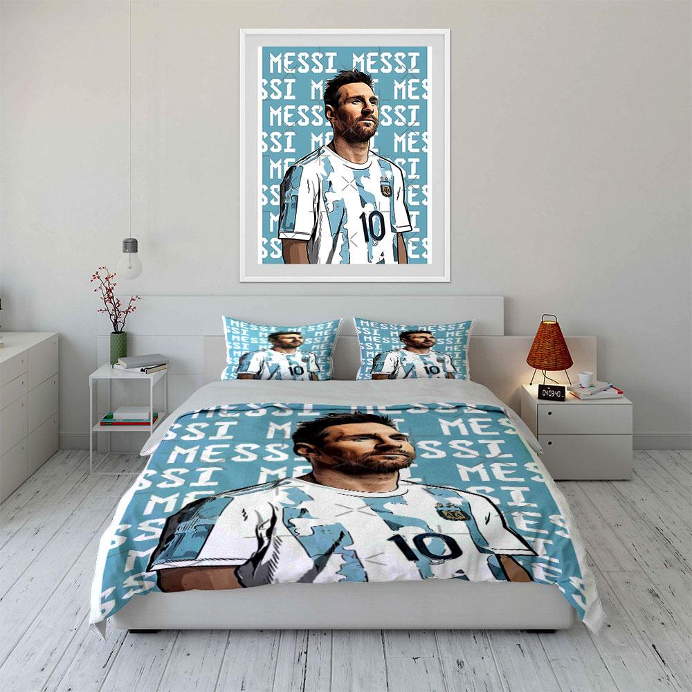Player figure, repeated "Messi". Bedding sets Duvet cover sets Duvet covers Pillowcases(1 * Duvet Cover 2 * Pillowcases without duvet insert)