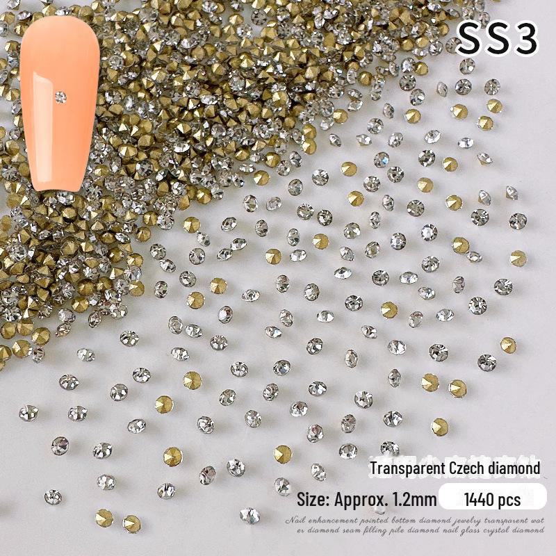 

1440 чешских стразов Super Flash с белым бриллиантовым острием для украшения ногтей.