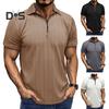 Men Summer Shirt Thin Short Sleeve Zippered Lapel Top Jacquard Pullover Loose Shirt for Commuting Travel Outdoor