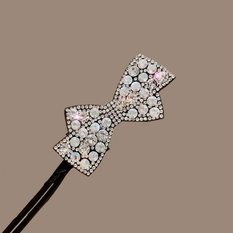 Rhinestone Star Hair Pin Flower Bud Head Bun Maker Bow Pearl Magic Bun Maker Lazy Hair Dish Artifact Women Hair Styling Braiders