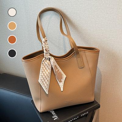 Oblique Span Bag Women's Versatile Lychee Pattern Shoulder Bag Commuter Bucket Bag Women's Premium Sense Bag