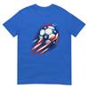 Retro Soccer 4th Of July Gifts Patriotic Red White Blue Boys TShirt
