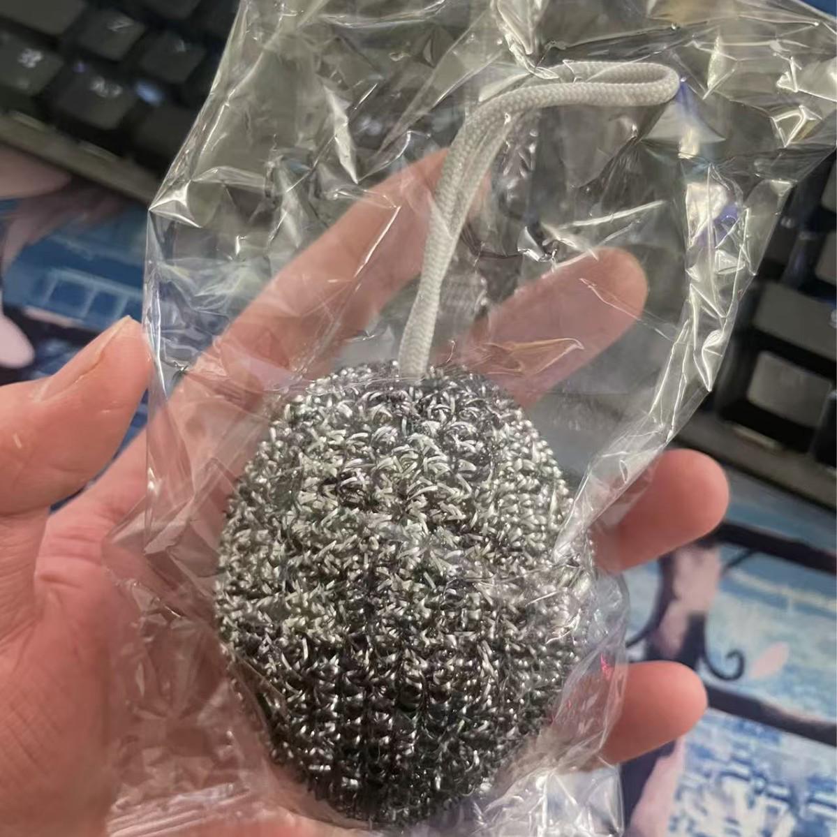 Large Encrypted Stainless Steel Wool Ball with Lanyard - Kitchen Pot Brush & Dishwashing Wire for Cleaning Oil Stains & Rust.