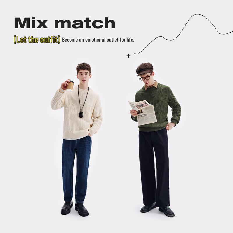 NVG·YOUNG Men's Italian Little Sailboat Cable Knit Wool Blend Sweater