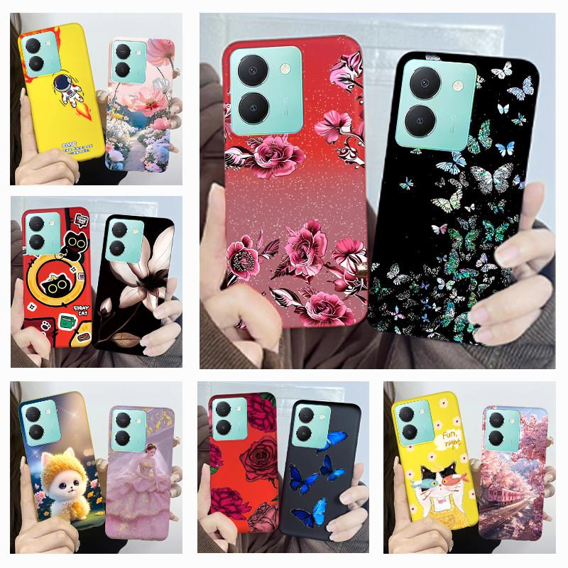 For Vivo Y27s Case Vivo Y36 Russian Cover Beautiful Butterfly Flower Girls Design Bumper Shell For Vivo V2247 V2322 Back Housing