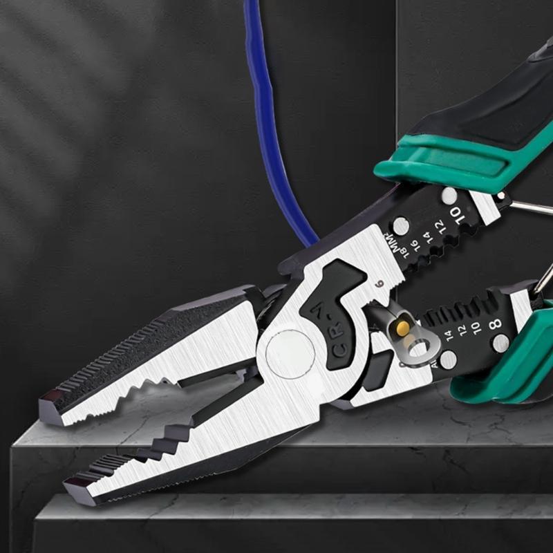9Inch MultiFunctional Diagonal Pliers Ergonomic Needle Nose Plier for Wire Stripping Crimping Holding in Electrical Work