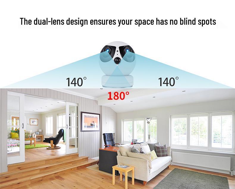 Dual Lens Indoor Baby Monitor with Remote Alarm and Wide Angle Camera