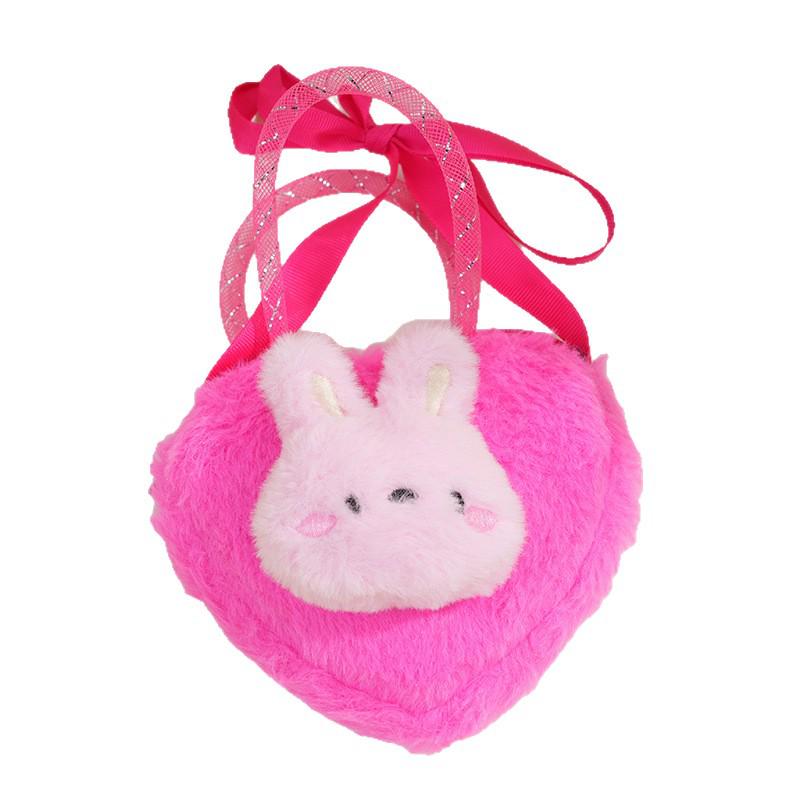Entzückende Häschen Plüsch Geldbörse & Mini Kinder Herzförmiger Rucksack Umhängetasche
