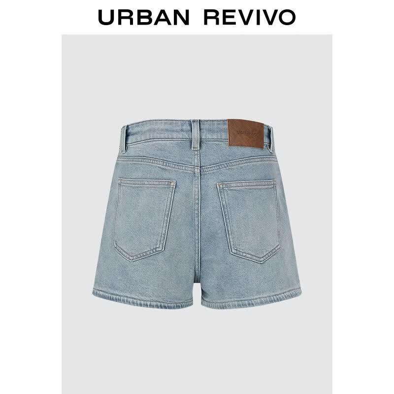 UR2026 Women s Washed Side Slit Denim Shorts 29
