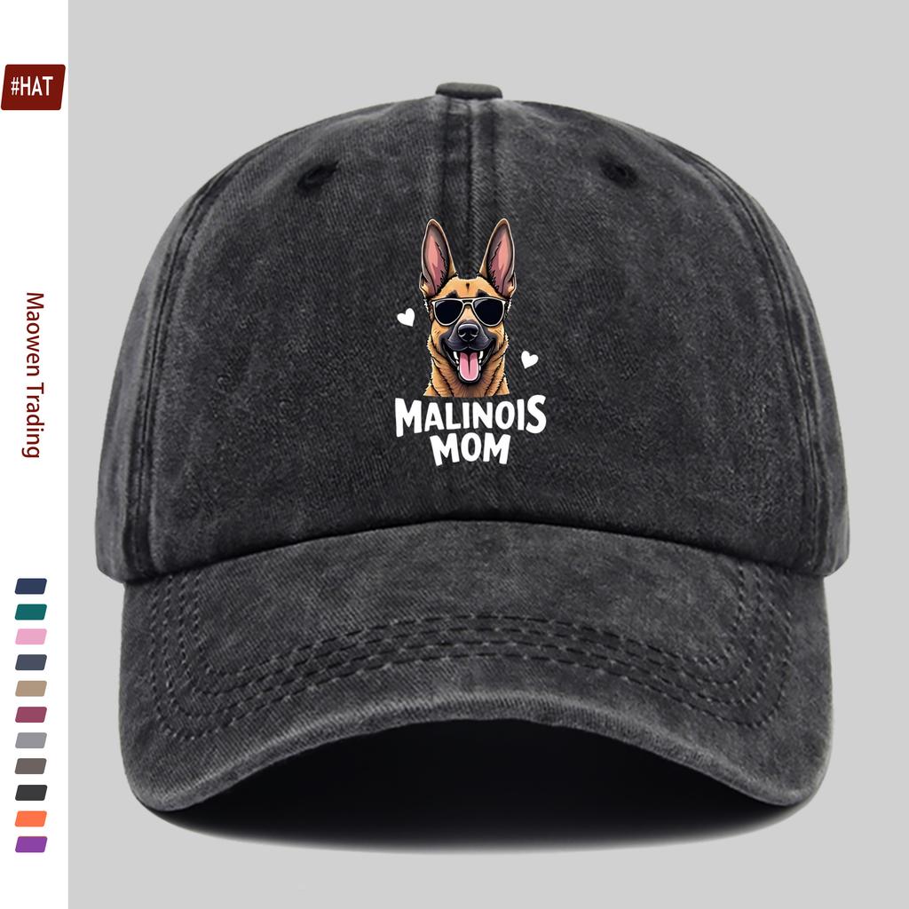 Pc Fashionable Malinois Dog Print Baseball Cap  Malinois Mom Letter Print Adjustable Buckle Closure Lightweight Polyester