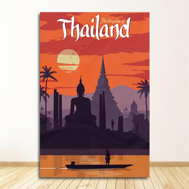 

Отпечатки Стены Искусства Холст Картины Комната Домашнего Декора Бангкок Тель-Авив Европа Мировой Тур по Городу Путешествия Декорации Винтаж Пейзаж Плакат Без Рамки 40*50cm