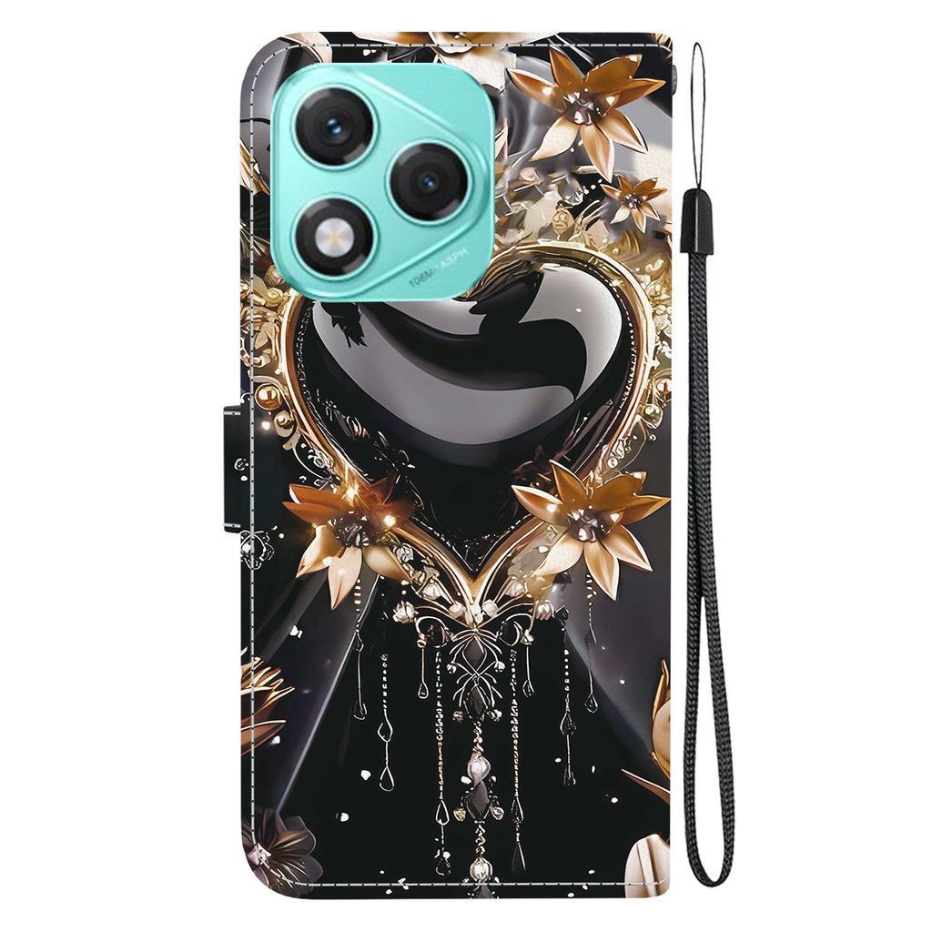 For Honor 400 Lite 5G Wallet Case Pattern Printing Leather Stand Phone Cover with Strap