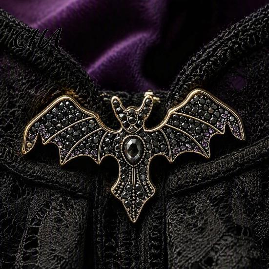 Daily Wear Decorative Pin Halloween Rhinestone Bat Brooch, Retro Gothic Shaped Lapel Brooch Pin, Jewelry Accessory for Clothing Bags Scarves Sweaters