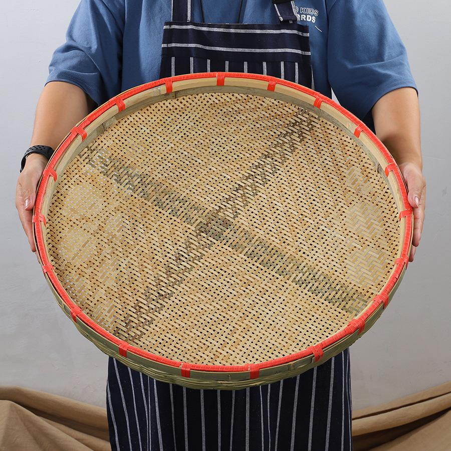 Large Round Bamboo Sieve: Decorative Winnowing Basket for Rice, Drying, and More