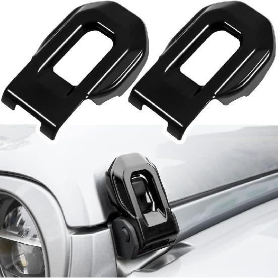 Hood Latch Lock Catch Brackets Cover for 2018-2024 Jeep Wrangler JL JLU Unlimited Sports Freedom Sahara Rubicon Gladiator JT 2-Door & 4-Door Exterior