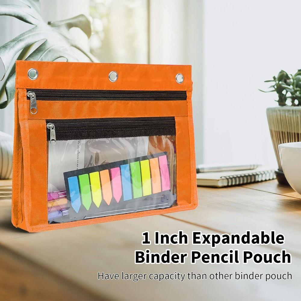 Expandable Pen Holder Binder Pouch Double Layer Pencil Case Colorful Storage Bag  Office