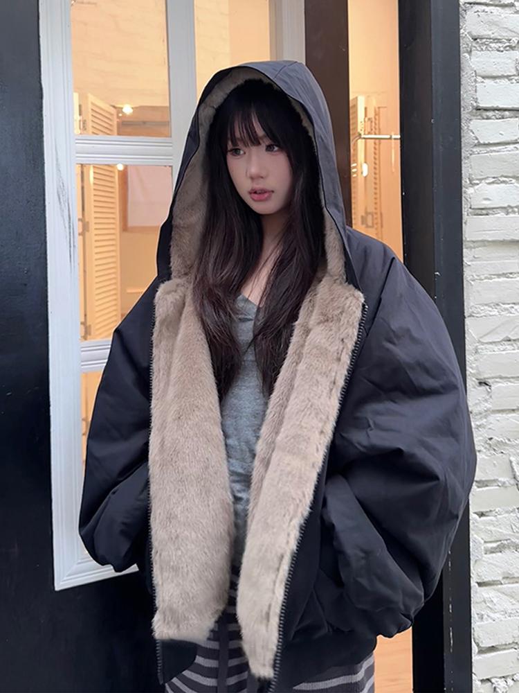 Thick Warm Winter Coat Women Short Double Sided Puffer Jacket Korean Style Casual Loose