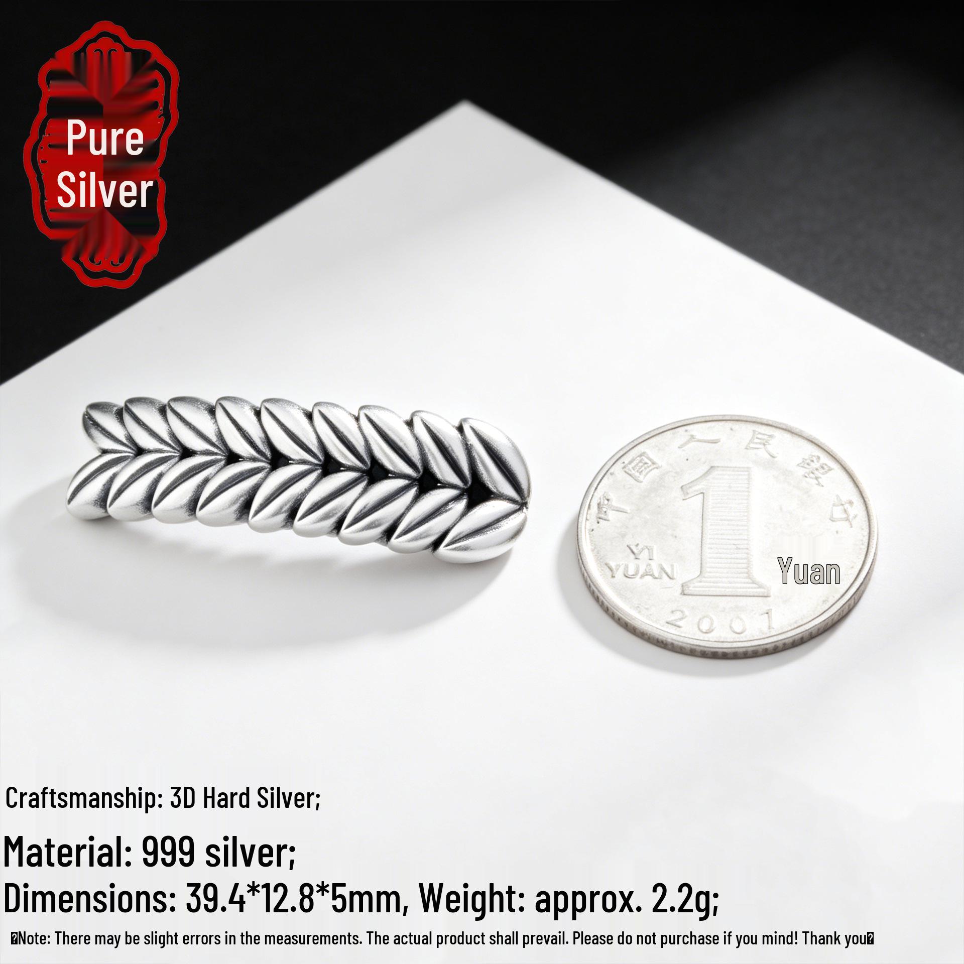 Sterling Silver 999 Wheat Ear Spacer Beads for DIY Bracelets - 3D Traditional Craft Pure Silver Jewelry Accessory. 3D Hard Silver 999; Single Price серебряный