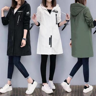 Autumn Women's Fashionable and Casual Mid-length Hooded Windbreaker Jacket