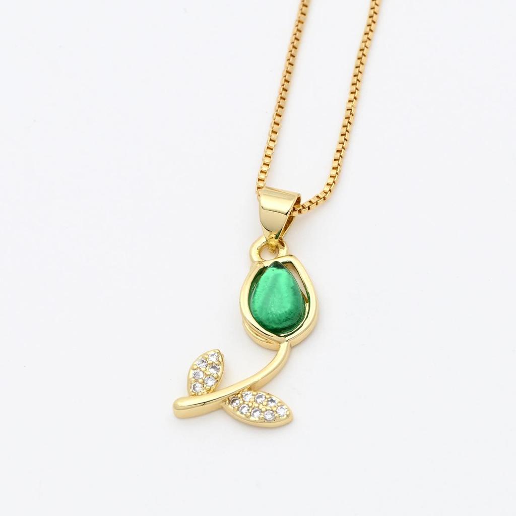 Zirkonia Tulpe Sonnenblume Anhänger Halskette - Luxuriöse Damen Schlüsselbein Kette Accessoires
