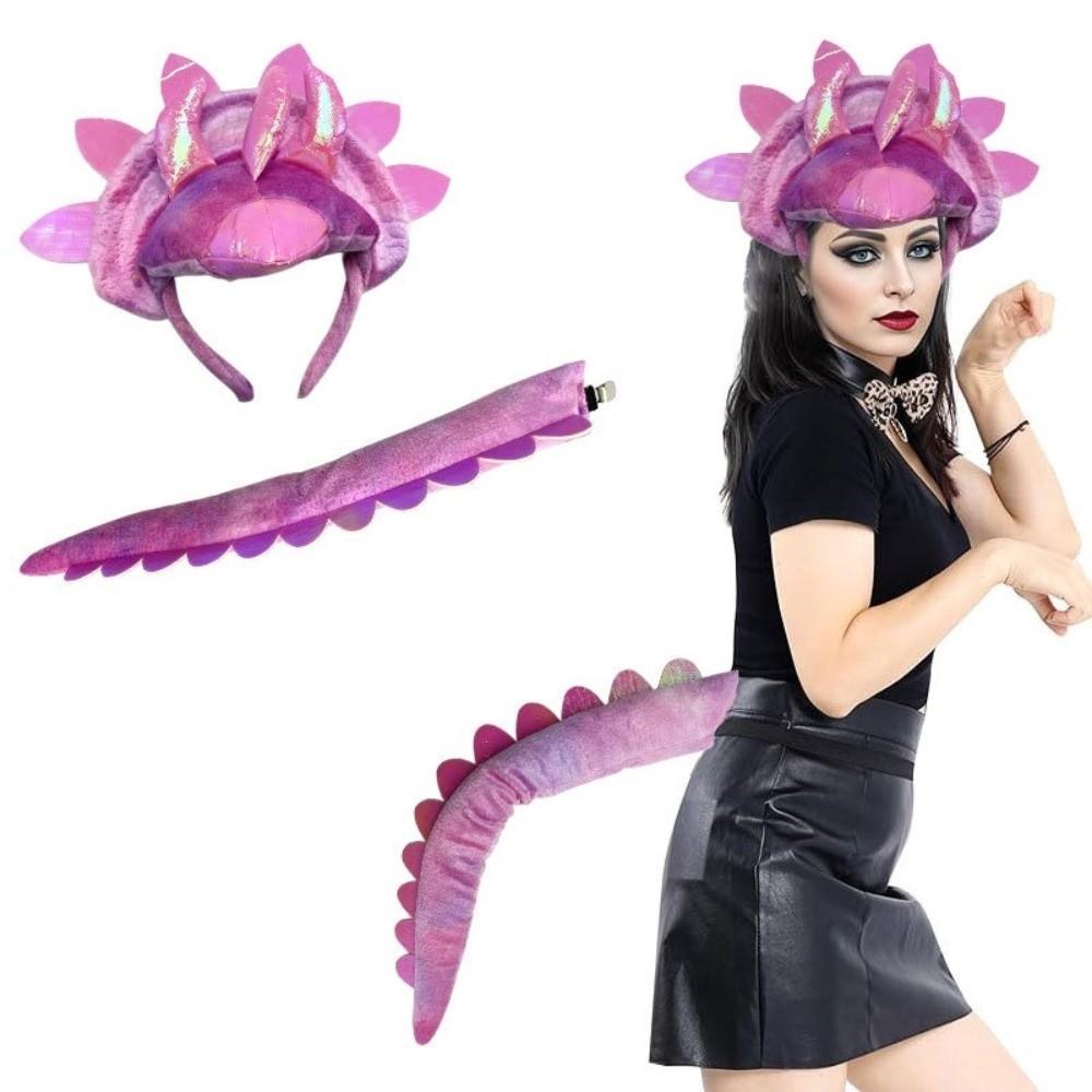Plush Dinosaur Headband Glitter Spikes Dinosaur Dress Up Accessory Halloween