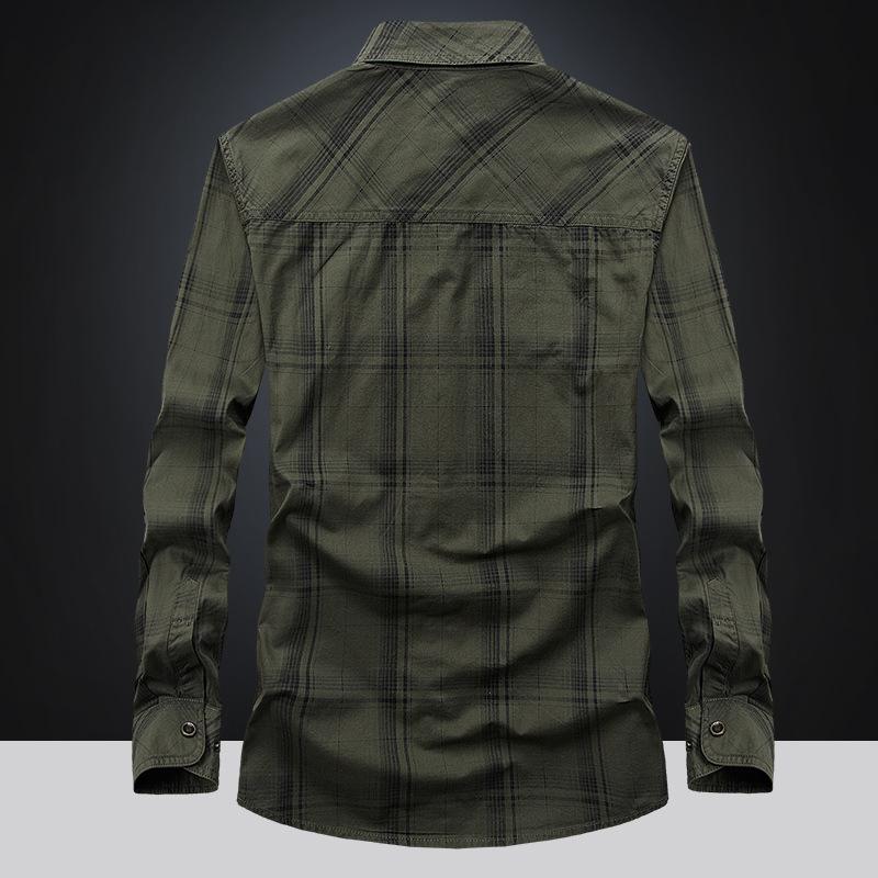 Høst Vinter Herre Plus Size Uformelle rutete skjorter Langermede bomullsskjorter