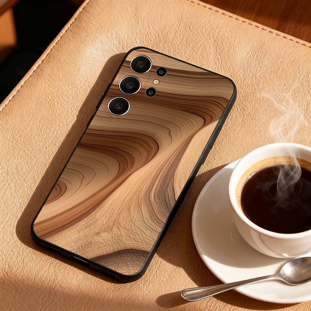 N-Natural W-Wood G-Grain Art Phone Case For Samsung S26,S25,S24,S21,S22,S23,S30,Ultra,S20,FE,Lite,10,9,Black Cover