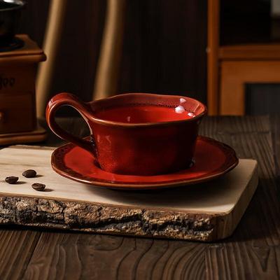 Retro Ceramic Coffee Cup & Saucer Set