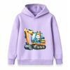Kids Hoodie Cute Rabbit Excavator Print Casual Pullover Sweatshirt for Boys Girls Soft Warm Top for Construction Vehicle Lovers