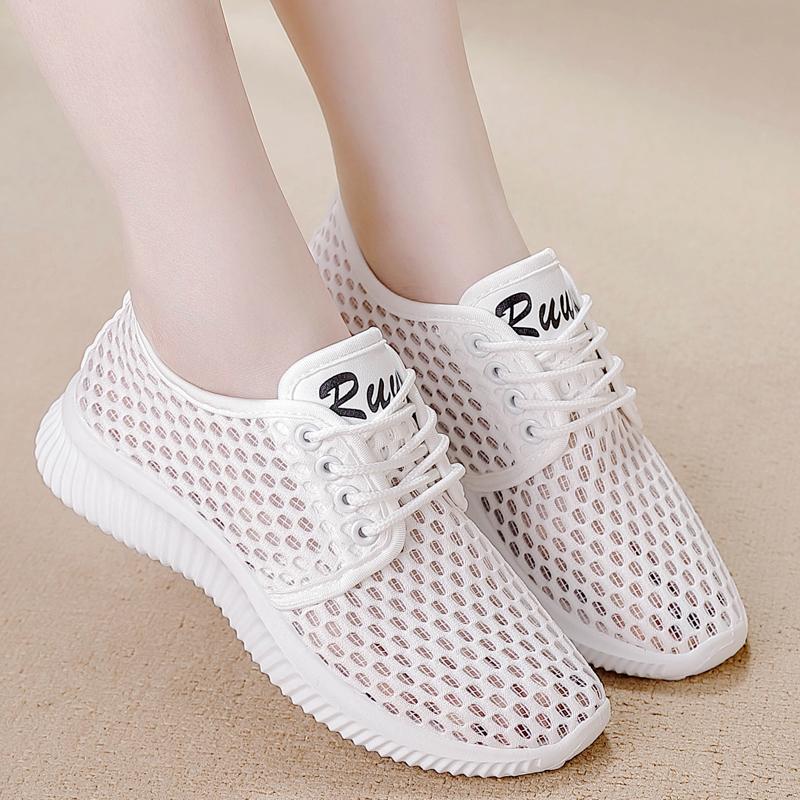 Women s Breathable Mesh Sneakers Lightweight Lace-Up Casual Shoes Non-Slip Comfortable Footwear 35