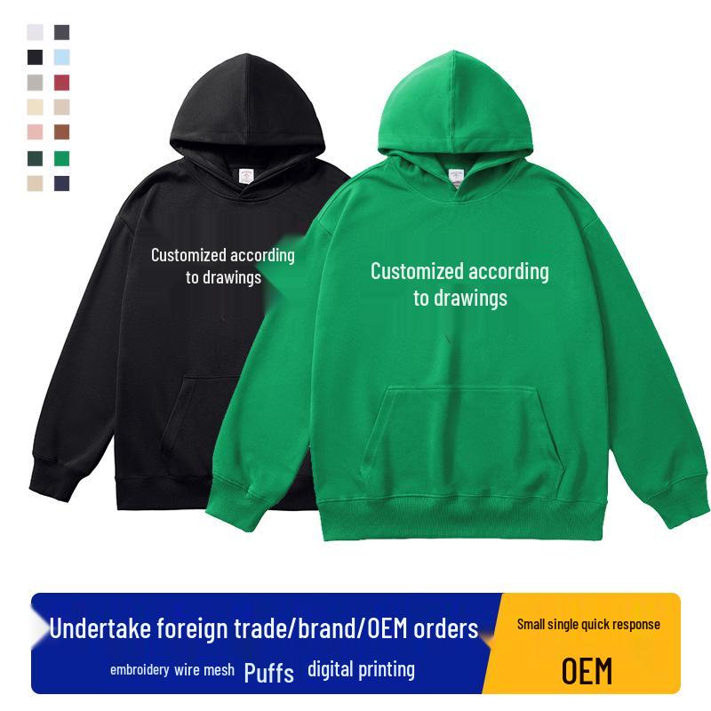 Unisex Pure Cotton Hooded Sweatshirt: Trendy Autumn/Winter Workwear with Loose Fit and Printed Logo