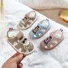 Baby Shoes Squeaky Shoes Summer New Cartoon Bear Closed-toe Sandals 1-2 Years Old Soft Sole Walking Shoes