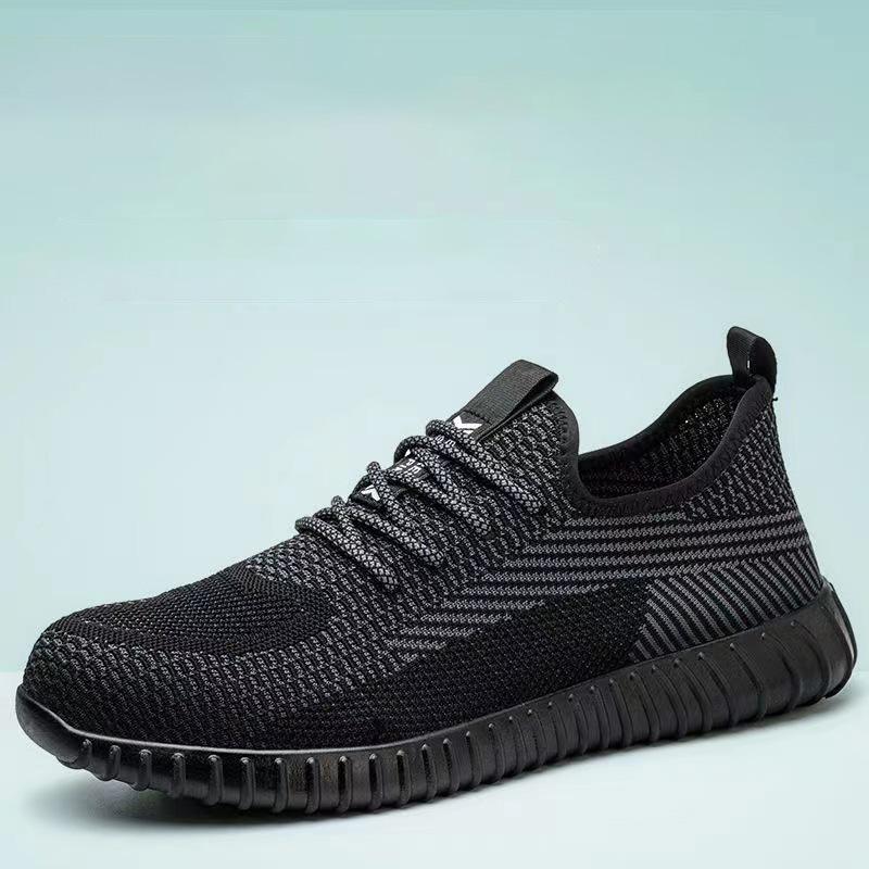 Oulylan Steel Toe Lightweight Labor Footwear Men Anti-Puncture Non-Slip Soft Sneakers Anti-Smash Fly Woven Breathable Work Shoes