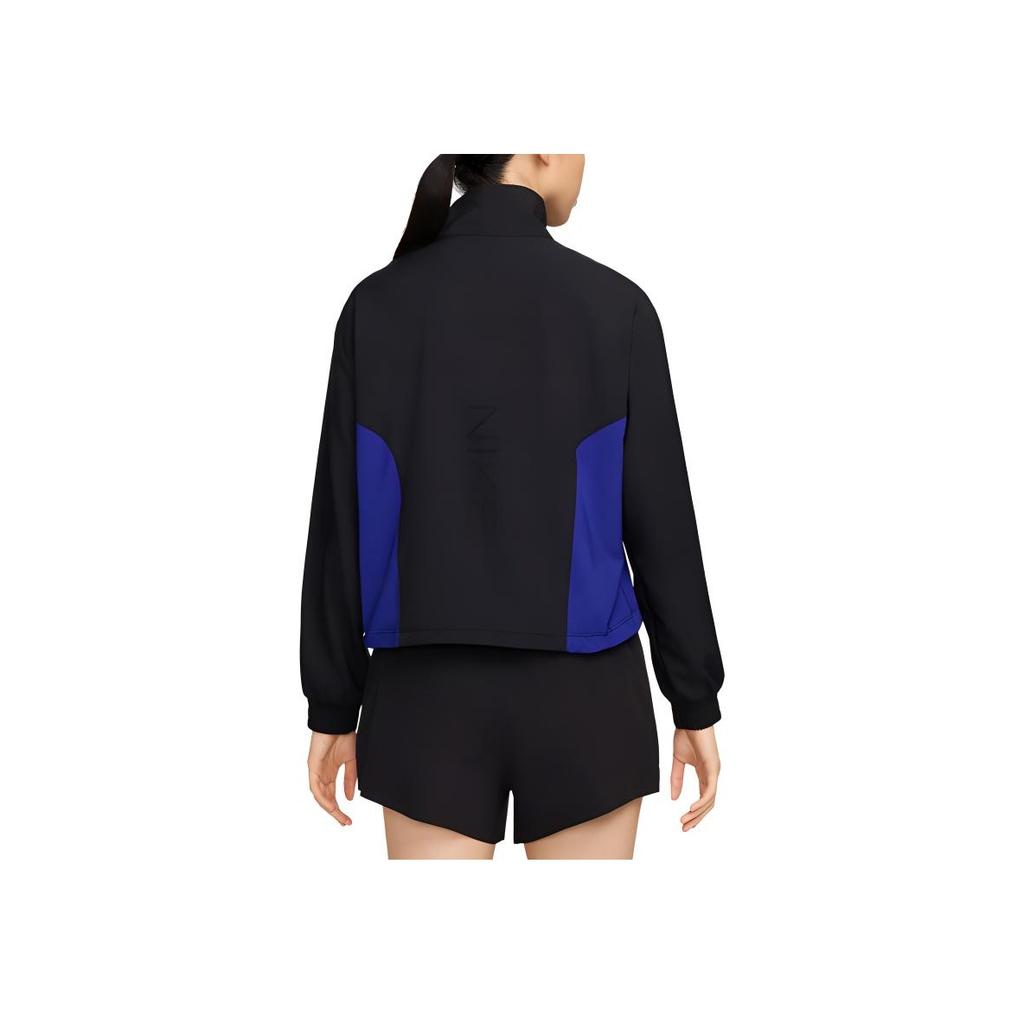Nike Dri-FIT Logo Stand Collar Zip Comfortable Casual Sports Long Sleeve Jacket Women Jackets Black HF4620-010