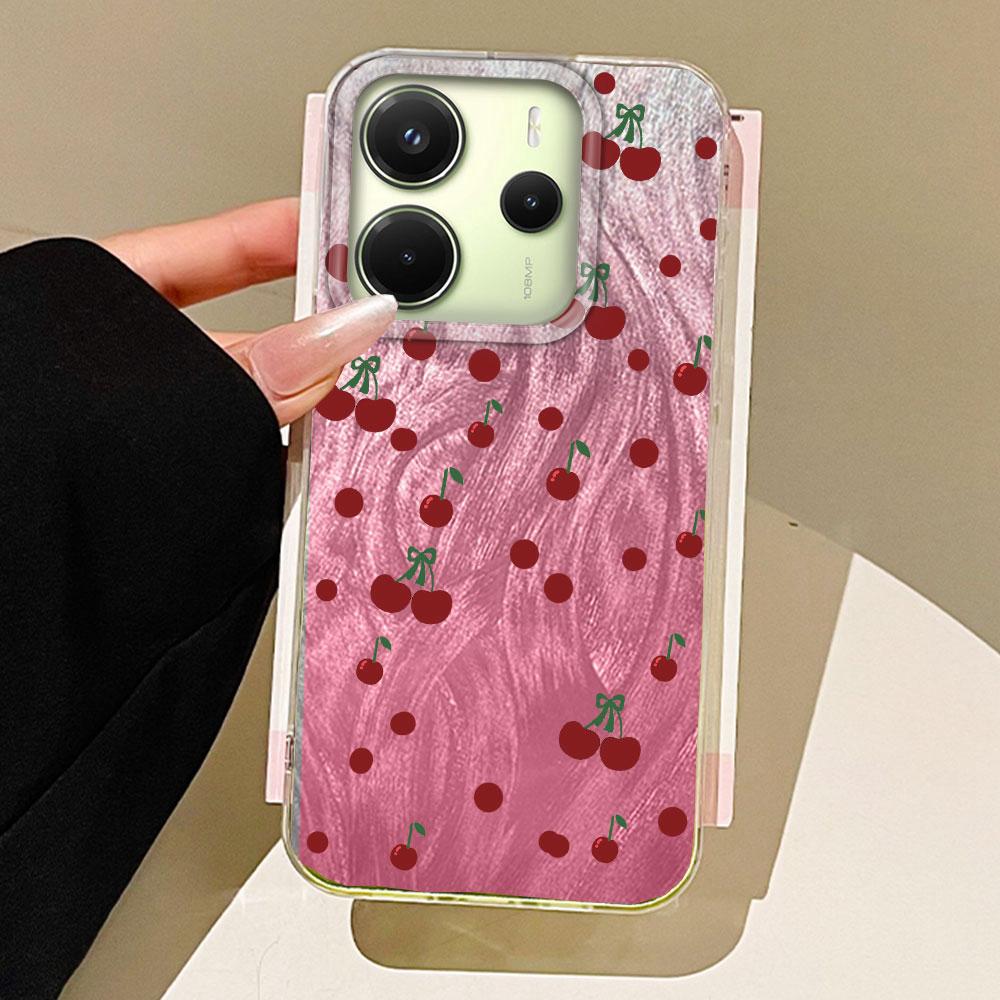 Summer Sweet Red Circular Dot Cherry Phone Case for Xiaomi Redmi 13C 14C A5 A3 A4 A3X Note 14 13 12 11 11S 10 Pro Silicone Cover