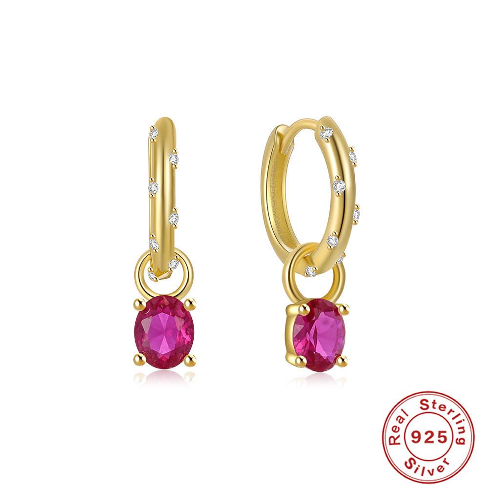 S925 Sterling Silver Color Diamond Set 5A Zircon Hoop Round Triangle Water Drop Pendant Earrings Earrings Earrings