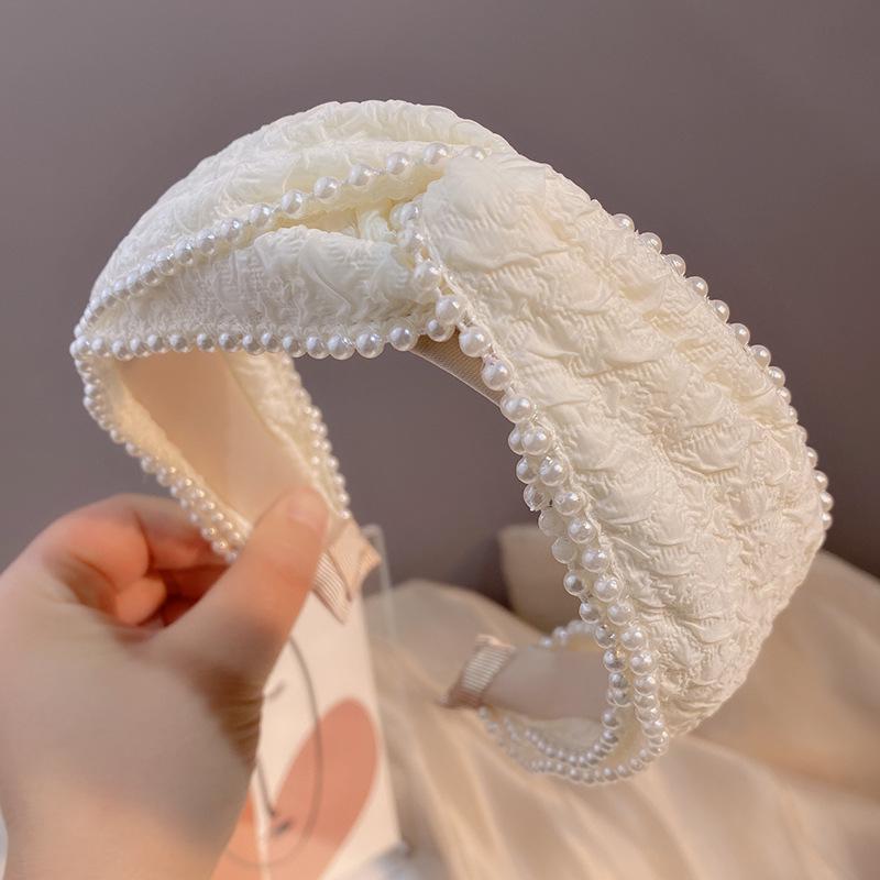 French Retro Pearl Knotted Headband - Elegant White Accessories for Spring & Summer