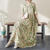 Plus Size Summer Retro Flower Print Short Sleeve Dress Large Size Women Casual Loose Maxi Holiday Floral Dresses