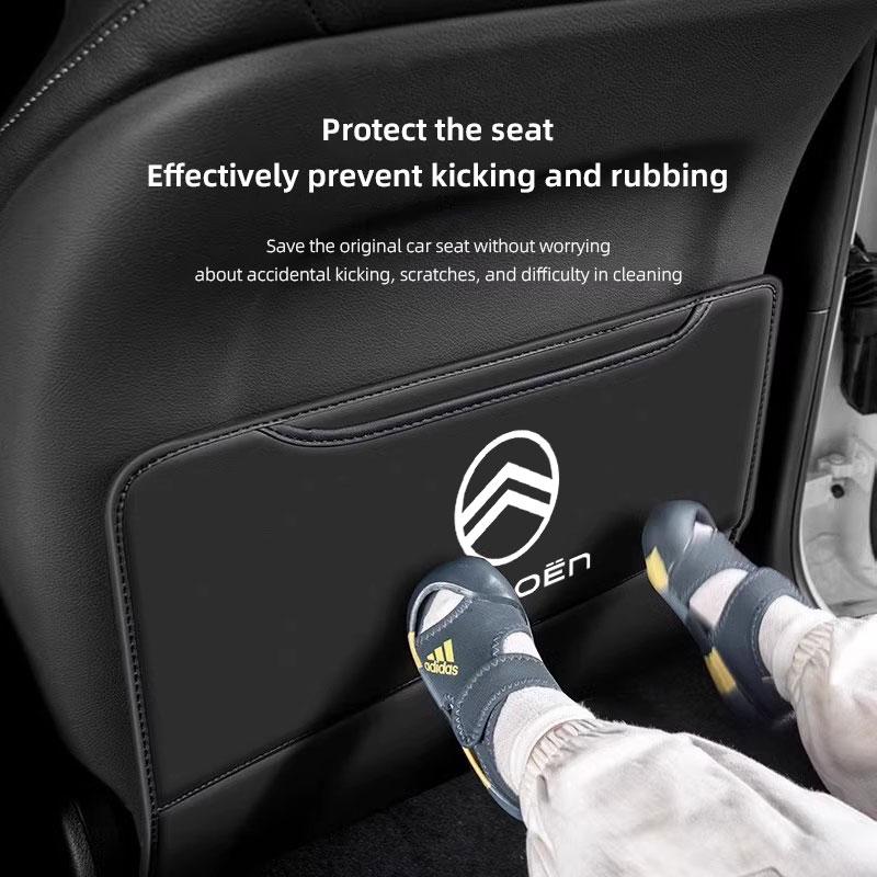 Car Seat Back Anti Kick Cover Pad Leather Protector Mat For Citroen C4 C3 C5 C5X e-C4 X e-C3 C-Elysee Berlingo C6 C2 C-Crosser ajn256