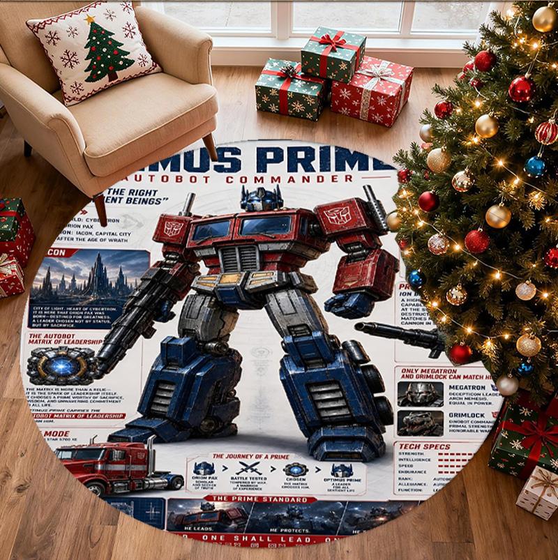 Transformers Pattern Round Rug, Indoor/Outdoor Mat, for Picnic, Gameroom, Bedroom, Office, Living Room, Home Decor Carpet, Birthday Gift