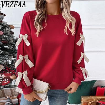 Suéteres de cuello redondo de manga larga con estampado de colores sólidos para otoño e invierno a la moda para mujer