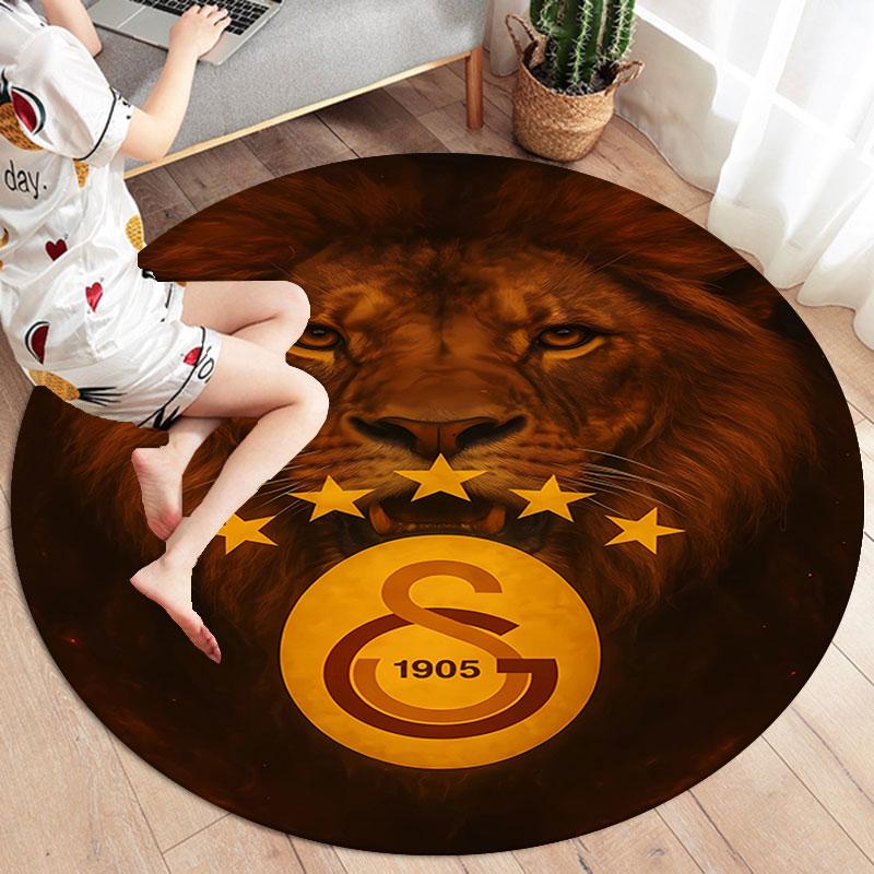 Galatasaray SK Round Area Rug,Carpet Rug for Living Room Bedroom Sofa Playroom Decor,Non-slip Floor Mat