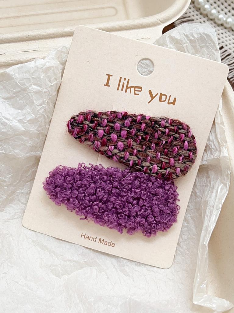 2Pcs Warm Color Plush Snap Hair Pins,Strong Hold Hair Clips Non- Slip Hair Barrettes Hair Accessories Bangs Clip for Women Girls