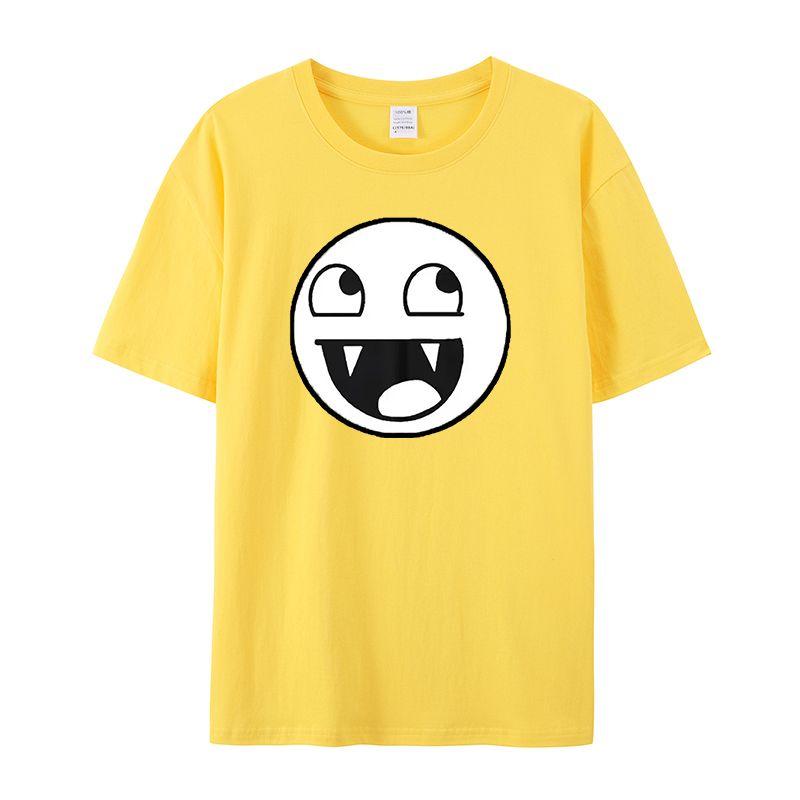 2026 New Fun Face Meme Wacky Print High Quality Mens Short Sleeve Crew Neck Breathable Comfortable Loose Tee
