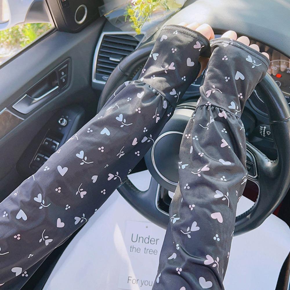 Cooling Material Arm Sleeves Breathable UV Protection Sleeves Ice Silk Sleeve  Driving чёрный