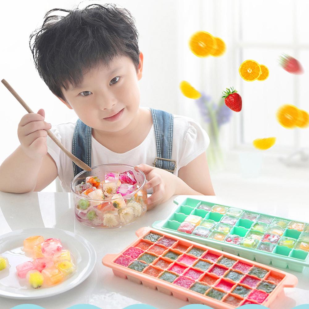 Silikonová forma na ledové kostky s 36 přihrádkami, DIY podnos na želé s víkem, nástroj na formování pro pudink, čokoládu