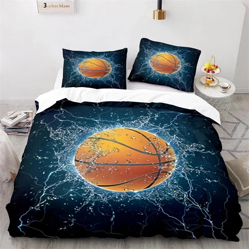 Pojkar Basket Sängkläder Set Sporttema 3D Ball Påslakan Full King För tonåringar Män Mikrofiber Konkurrenskraftigt Spel Täcken Cover
