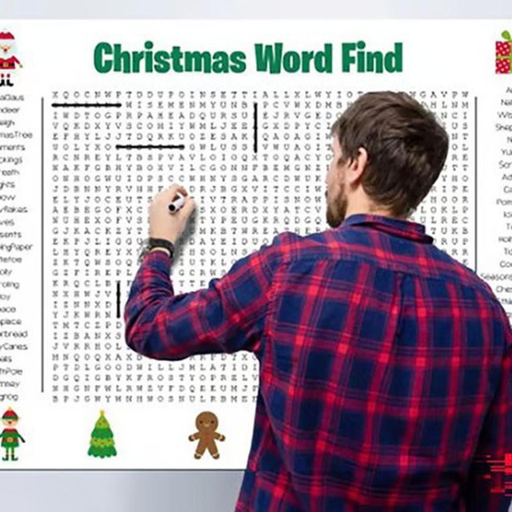 Jumbo Thanksgiving & Christmas Word Search Poster Giant Wall Game Fun-Filled 50 Words Search Puzzle Holiday Activity Poster