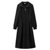 French New Velvet Heart Neckline Zipper Premium Gentle Style Versatile and Thin Inner Long-sleeved Dress Autumn and Winter Wear